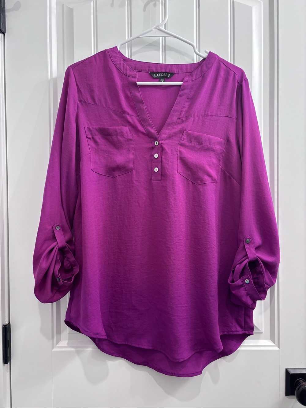 Express Women's Vibrant Magenta Henley Tunic
